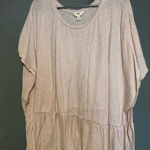 Terra & Sky Light Pink Striped Peplum Tunic